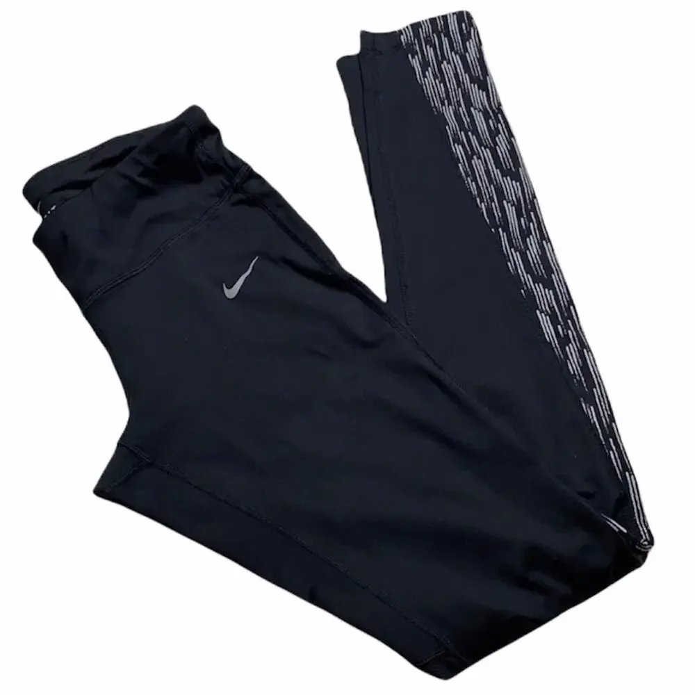 Nike Black Silver Breathable WorkOut Leggings FS9
